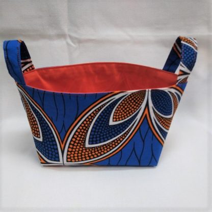 <span style="color: #ff6347; font-style: bold;">【売切】</span><br>187<br>アフリカ布で作った小物入れ（小）<br>オレンジ＆ブルー