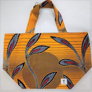 <span style="color: #ff6347; font-style: bold;">【売切】</span><br>029<br>アフリカ布の<br>エコバッグ（大） <br>オレンジボタニカル