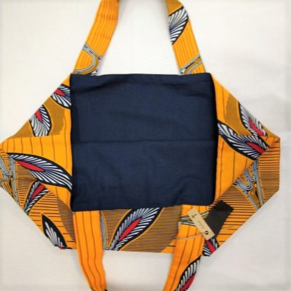 <span style="color: #ff6347; font-style: bold;">【売切】</span><br>029<br>アフリカ布の<br>エコバッグ（大） <br>オレンジボタニカル - 画像 (2)