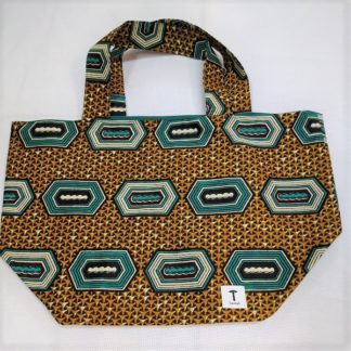 <span style="color: #ff6347; font-style: bold;">【売切】</span><br>026<br>アフリカ布の<br>エコバッグ（大） <br>ブラウン＆グリーン