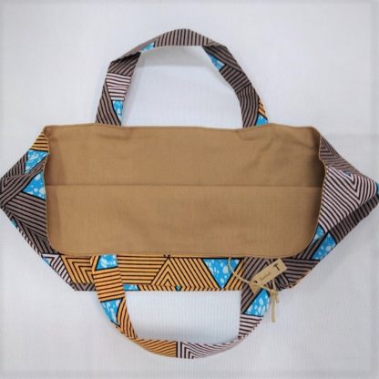 <span style="color: #ff6347; font-style: bold;">【売切】</span><br>024<br>アフリカ布の<br>エコバッグ<br>ライトブルー＆オレンジ - 画像 (2)