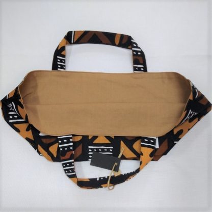 <span style="color: #ff6347; font-style: bold;">【売切】</span><br>021<br>アフリカ布の<br>エコバッグ<br>ブラウン＆ブラック - 画像 (2)