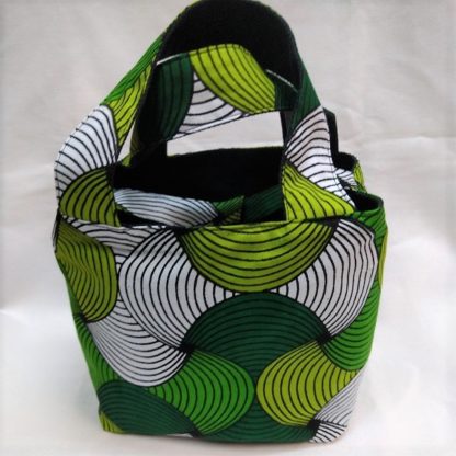 <span style="color: #ff6347; font-style: bold;">【売切】</span><br>090アフリカ布のトートバッグ<br>小<br>グリーン＆ホワイト
