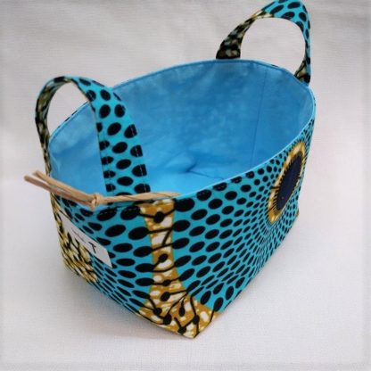 <span style="color: #ff6347; font-style: bold;">【売切】</span><br>176<br>アフリカ布で作った小物入れ（小）<br>ブルーサークル - 画像 (2)