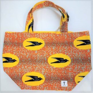 <span style="color: #ff6347; font-style: bold;">【売切】</span><br>017<br>アフリカ布の<br>エコバッグ（大） <br>イエローバード