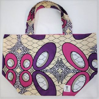 <span style="color: #ff6347; font-style: bold;">【売切】</span><br>016<br>アフリカ布の<br>エコバッグ（大） <br>パープル＆ホワイト