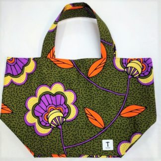 <span style="color: #ff6347; font-style: bold;">【売切】</span><br>188<br>アフリカ布の<br>エコバッグ（大） <br>カーキ＆ボタニカル