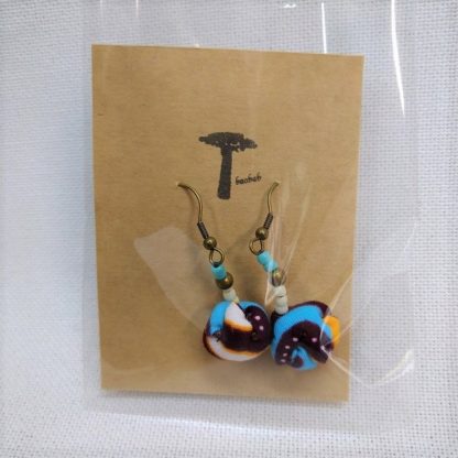 <span style="color: #ff6347; font-style: bold;">【売切】</span><br>047<br>アフリカ布で作ったピアス<br>パープル＆ブルー