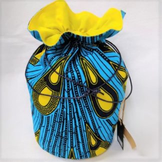 <span style="color: #ff6347; font-style: bold;">【売切】</span><br>066<br>ハネ付き丸底巾着<br>ブルー＆イエロー