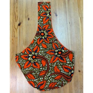 <span style="color: #ff6347; font-style: bold;">【売切】</span><br>051<br>アフリカ布の<br>斜めがけバッグ<br>オレンジフラワー
