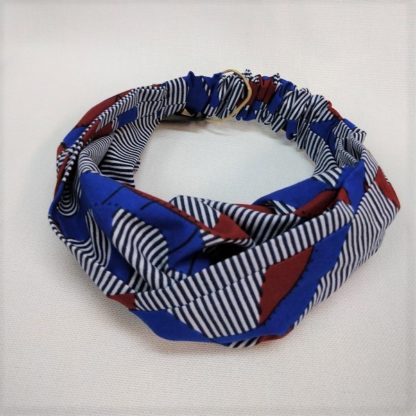 <span style="color: #ff6347; font-style: bold;">【売切】</span><br>033<br>アフリカ布の<br>ヘアバンド<br>レッド＆ブルー
