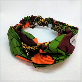 <span style="color: #ff6347; font-style: bold;">【売切】</span><br>024<br>アフリカ布の<br>ヘアバンド<br>グリーン＆ブラウン