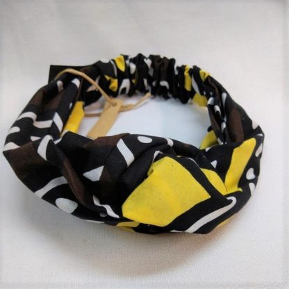 <span style="color: #ff6347; font-style: bold;">【売切】</span><br>022<br>アフリカ布の<br>ヘアバンド<br>イエロー＆ブラック