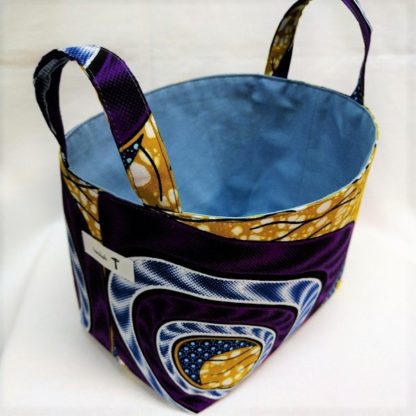 <span style="color: #ff6347; font-style: bold;">【売切】</span><br>161<br>アフリカ布で作った小物入れ（大）<br>パープル＆ブラウン - 画像 (2)