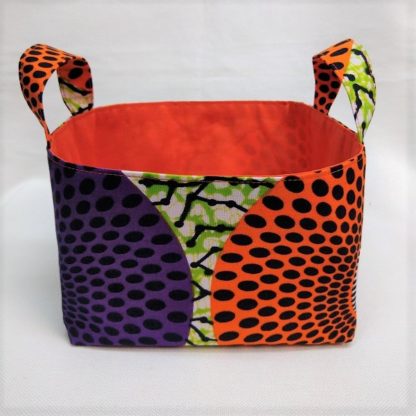 <span style="color: #ff6347; font-style: bold;">【売切】</span><br>164<br>アフリカ布で作った小物入れ（小）<br>パープル＆オレンジ