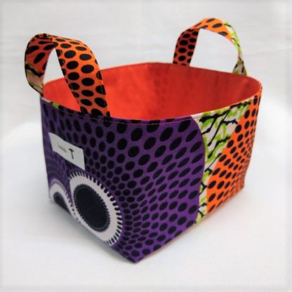 <span style="color: #ff6347; font-style: bold;">【売切】</span><br>164<br>アフリカ布で作った小物入れ（小）<br>パープル＆オレンジ - 画像 (2)