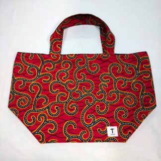 <span style="color: #ff6347; font-style: bold;">【売切】</span><br>180<br>アフリカ布の<br>エコバッグ（大） <br>レッド＆イエロー