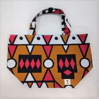 <span style="color: #ff6347; font-style: bold;">【売切】</span><br>179<br>アフリカ布の<br>エコバッグ（大） <br>レッド＆ブラウン