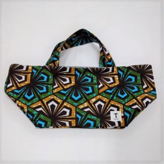 <span style="color: #ff6347; font-style: bold;">【売切】</span><br>186<br>アフリカ布の<br>エコバッグ<br>ブラウン＆グリーン