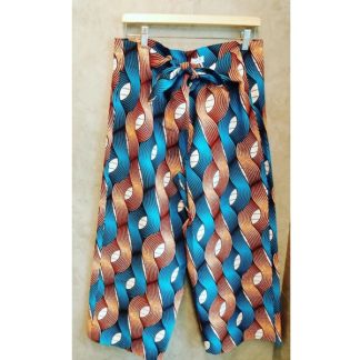 <span style="color: #ff6347; font-style: bold;">【売切】</span><br>079<br>アフリカ布の<br>パンツ<br>ブルー&ブラウン