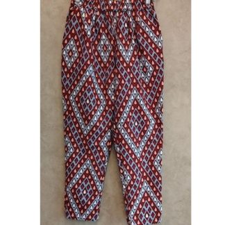 <span style="color: #ff6347; font-style: bold;">【売切】</span><br>084<br>アフリカ布の<br>タックパンツ<br>レッド&ドロップ