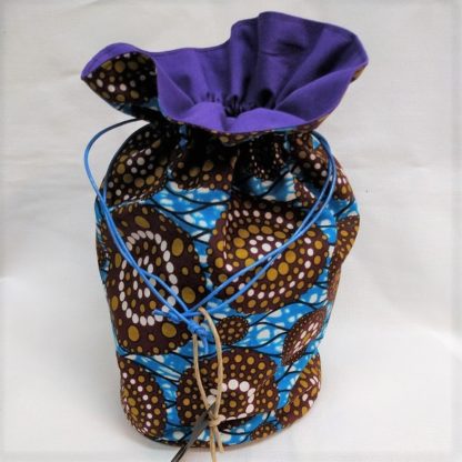 <span style="color: #ff6347; font-style: bold;">【売切】</span><br>058<br>ハネ付き丸底巾着<br>ブルー＆ブラウン