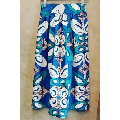 <span style="color: #ff6347; font-style: bold;">【売切】</span><br>082<br>アフリカ布の<br>スカート<br>ブルー