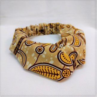 <span style="color: #ff6347; font-style: bold;">【売切】</span><br>019<br>アフリカ布の<br>ヘアバンド<br>イエロー＆ライトブラウン