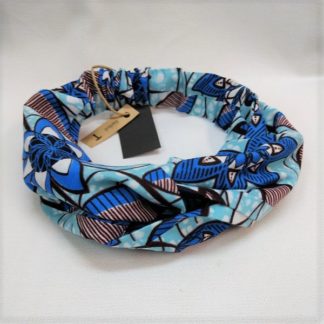 <span style="color: #ff6347; font-style: bold;">【売切】</span><br>016<br>アフリカ布の<br>ヘアバンド<br>ブルーフラワー