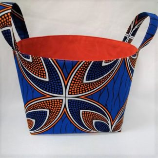 <span style="color: #ff6347; font-style: bold;">【売切】</span><br>154<br>アフリカ布で作った小物入れ（大）<br>ブルー＆オレンジ