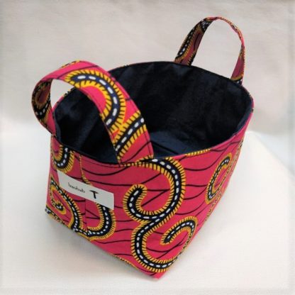 <span style="color: #ff6347; font-style: bold;">【売切】</span><br>157<br>アフリカ布で作った小物入れ（小）<br>レッド＆イエロー - 画像 (2)