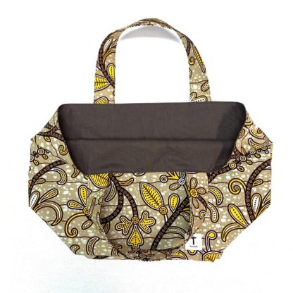 <span style="color: #ff6347; font-style: bold;">【売切】</span><br>175<br>アフリカ布の<br>エコバッグ（大） <br>ボタニカル＆ライトブラウン - 画像 (2)