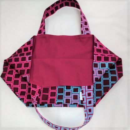 <span style="color: #ff6347; font-style: bold;">【売切】</span><br>173<br>アフリカ布の<br>エコバッグ（大） <br>ブルー＆レッド - 画像 (2)