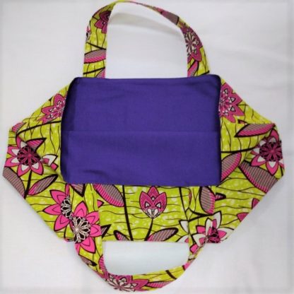 <span style="color: #ff6347; font-style: bold;">【売切】</span><br>170<br>アフリカ布の<br>エコバッグ（大） <br>ピンクフラワー - 画像 (2)