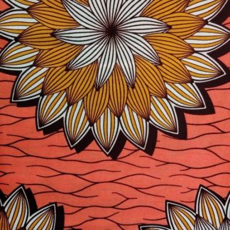 <span style="color: #ff6347; font-style: bold;">【売切】</span><br>052アフリカ布<br>◎オランダ直輸入<br>フラワー＆オレンジ