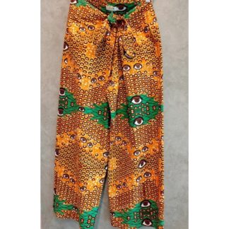 <span style="color: #ff6347; font-style: bold;">【売切】</span><br>075<br>アフリカ布の<br>パンツ<br>イエロー