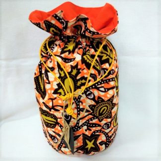 <span style="color: #ff6347; font-style: bold;">【売切】</span><br>056<br>ハネ付き丸底巾着<br>イエロー＆オレンジ