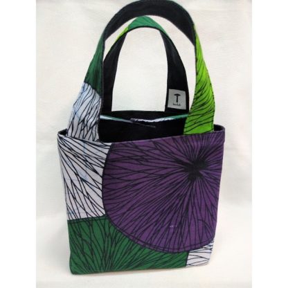 <span style="color: #ff6347; font-style: bold;">【売切】</span><br>081アフリカ布のトートバッグ<br>小<br>グリーン＆パープル