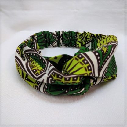 <span style="color: #ff6347; font-style: bold;">【売切】</span><br>013<br>アフリカ布の<br>ヘアバンド<br>グリーン＆ホワイト