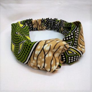 <span style="color: #ff6347; font-style: bold;">【売切】</span><br>012<br>アフリカ布の<br>ヘアバンド<br>グリーン&ブラウン