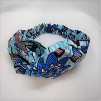 <span style="color: #ff6347; font-style: bold;">【売切】</span><br>009<br>アフリカ布の<br>ヘアバンド<br>ブルーフラワー