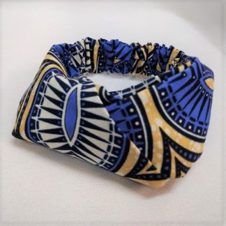 <span style="color: #ff6347; font-style: bold;">【売切】</span><br>008<br>アフリカ布の<br>ヘアバンド<br>ブルー&ホワイト