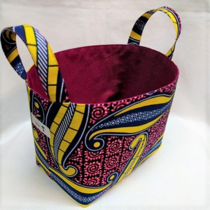 <span style="color: #ff6347; font-style: bold;">【売切】</span><br>152<br>アフリカ布で作った小物入れ（大）<br>イエロー＆レッド - 画像 (2)