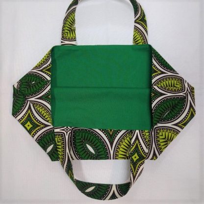 <span style="color: #ff6347; font-style: bold;">【売切】</span><br>163<br>アフリカ布の<br>エコバッグ（大） <br>グリーン - 画像 (2)