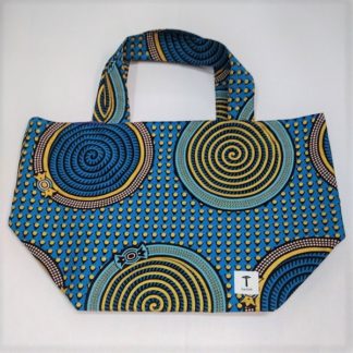 <span style="color: #ff6347; font-style: bold;">【売切】</span><br>161<br>アフリカ布の<br>エコバッグ（大） <br>ゴールドラメ＆ブルー