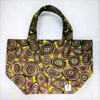 <span style="color: #ff6347; font-style: bold;">【売切】</span><br>160<br>アフリカ布の<br>エコバッグ（大） <br>ブラウン＆ライトグリーン