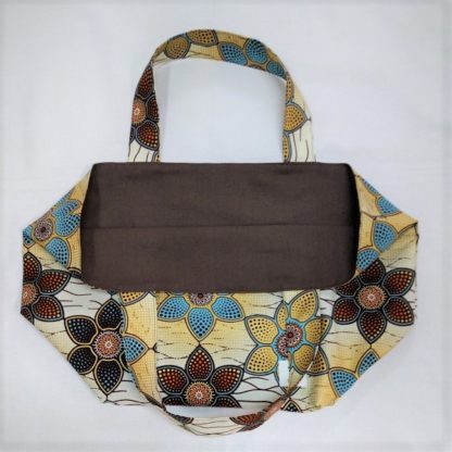 <span style="color: #ff6347; font-style: bold;">【売切】</span><br>159<br>アフリカ布の<br>エコバッグ（大） <br>ゴールドラメ＆フラワー - 画像 (2)