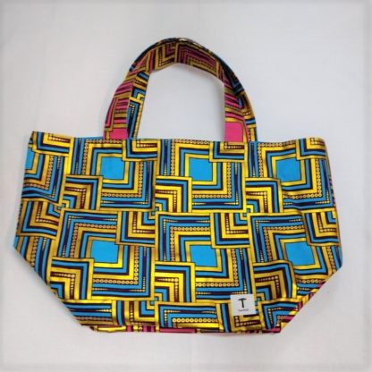 <span style="color: #ff6347; font-style: bold;">【売切】</span><br>158<br>アフリカ布の<br>エコバッグ（大） <br>ゴールド