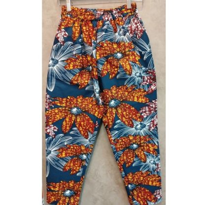 <span style="color: #ff6347; font-style: bold;">【売切】</span><br>071<br>アフリカ布の<br>タックパンツ<br>ブルー