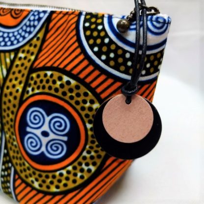 <span style="color: #ff6347; font-style: bold;">【売切】</span><br>095<br>アフリカ布で作ったポーチ<br>オレンジ＆ブラウン - 画像 (3)